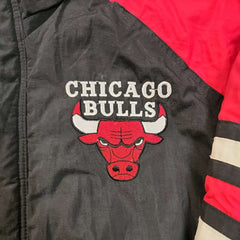 Vintage 90's Chicago Bulls Starter Zip Red & Black Puffer Style Jacket - Size Large