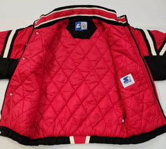 Vintage 90's Chicago Bulls Starter Zip Red & Black Puffer Style Jacket - Size Large - Used