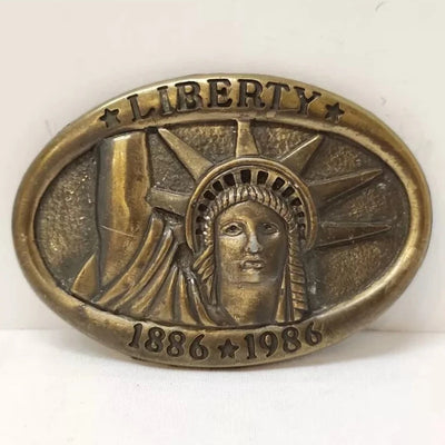 Statue of Liberty 1886-1986 Centennial Brass Toned Belt Buckle - Used