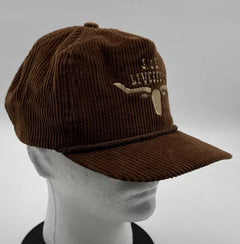 Vintage J&L Livestock Longhorn Corduroy Hat Imperial Headwear Brown Strap-back - Used