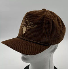 Vintage J&L Livestock Longhorn Corduroy Hat Imperial Headwear Brown Strap-back - Used