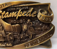 1989 Centennial Corn Palace Stampede Rodeo Brass Belt Buckle South Dakota #114