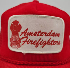 Amsterdam Firefighters Designer Award Headwear Red Corduroy Snap Back Hat - Used