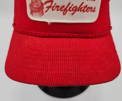 Amsterdam Firefighters Designer Award Headwear Red Corduroy Snap Back Hat - Used