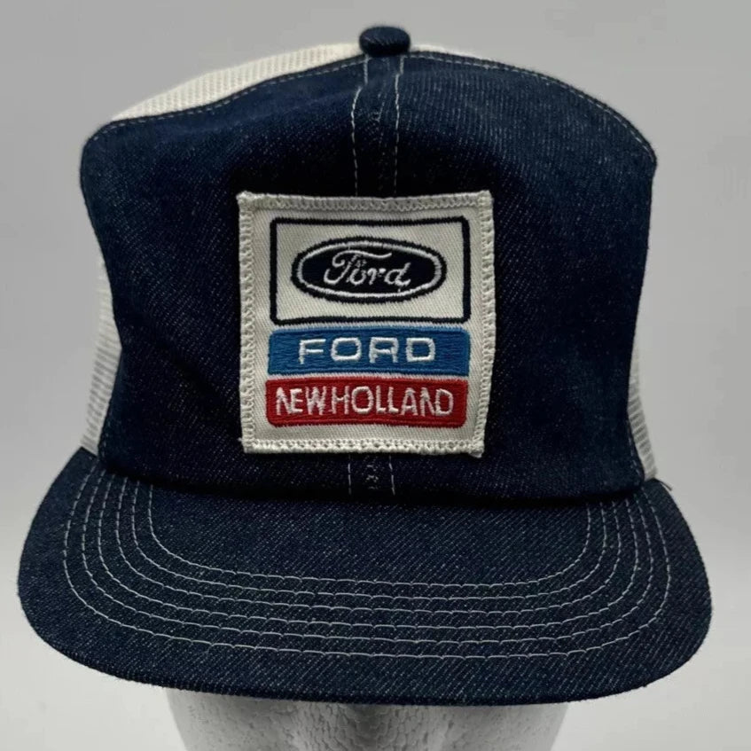 Vintage Ford New Holland Denim Snapback Trucker Hat Cap 70s Rare K-Pro –  Vintage Thrifted