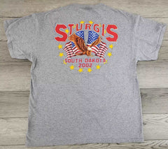 Vintage 2002 Sturgis South Dakota Eagle American Flag T-Shirt - Size Large