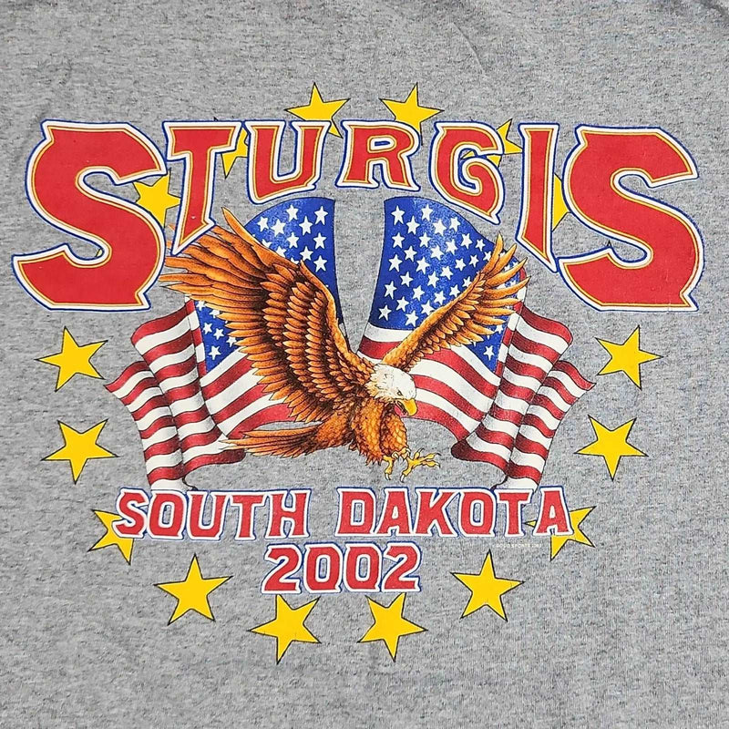 Vintage 2002 Sturgis South Dakota Eagle American Flag T-Shirt - Size Large