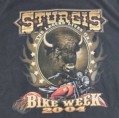 2004 Black Sturgis Bike Week The Legend Lives On T-Shirt - Size Large