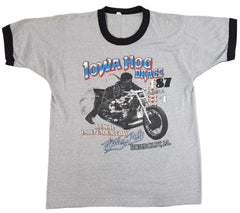 1987 Single Stitch Ringer Hog Drag Annual Independence Day Freedom Rally T-Shirt Size Medium