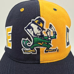 Vintage 90s Notre Dame Fighting Irish American Needle Two Tone Snapback Hat - Used