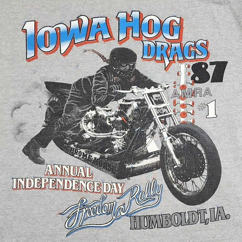 1987 Single Stitch Ringer Hog Drag Annual Independence Day Freedom Rally T-Shirt Size Medium