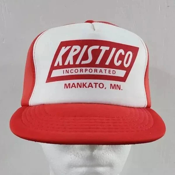 Vintage Kristico INC. Mankato, Mn. Snap-back Vernon Headliner Red Trucker Hat - Used