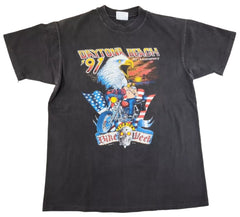 1991 Black 50th Anniversary Daytona Beach Florida Bike Week Single Stitch Shirt - Large - Used