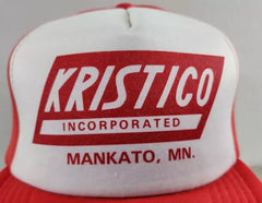 Vintage Kristico INC. Mankato, Mn. Snap-back Vernon Headliner Red Trucker Hat - Used