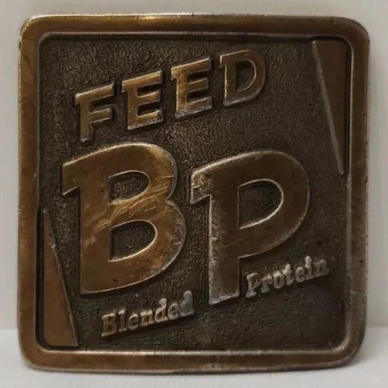 Lewis Corp Feed BP Blended Protein Belt Buckle USA 1977 Special Edition - Used