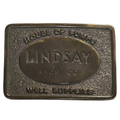 Vintage Lindsay Bros. Co. House of Pumps Well Supplies Brass Belt Buckle - Used