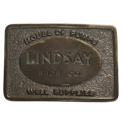 Vintage Lindsay Bros. Co. House of Pumps Well Supplies Brass Belt Buckle - Used