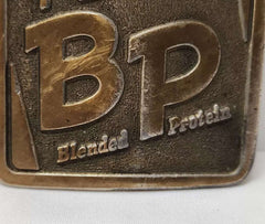 Lewis Corp Feed BP Blended Protein Belt Buckle USA 1977 Special Edition