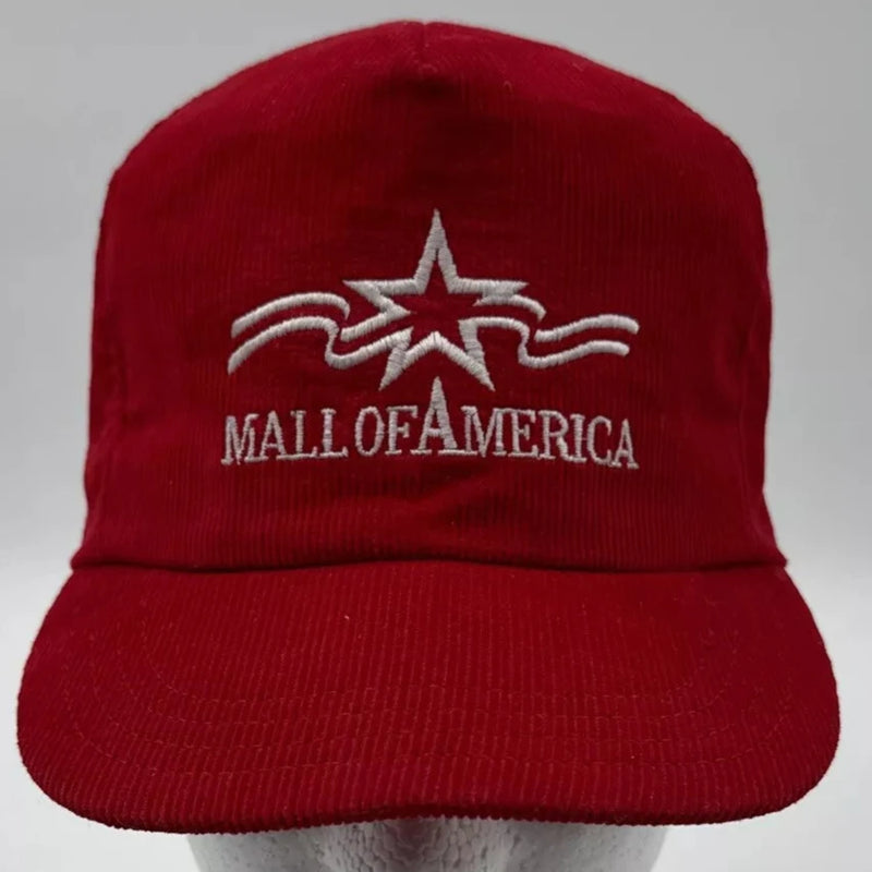 Vintage Mall Of America Snapback Hat Corduroy Adult Mens Red Trucker USA made - Used