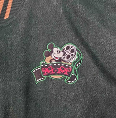 Vintage 90's Disney Studios Mickey Mouse Wool &amp; Leather Varsity Jacket Limited Edition Size Small