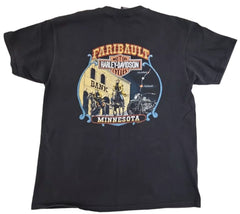 Vintage 2001 Harley Davidson Motorcycle Flame Faribault Minnesota Black Shirt - Size Large - Used