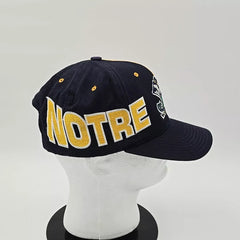 Vintage 90s Notre Dame Fighting Irish American Needle Two Tone Snapback Hat - Used