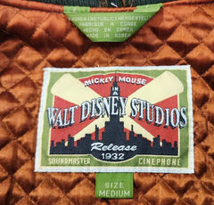 Vintage 90's Disney Store Brown Trader Mickey Mouse Leather Letterman Jacket - Size Medium