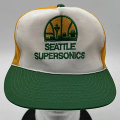 Vintage Corded Seattle Supersonics NBA Mesh Trucker Cap Hat Snap Back Sports Unlimited - Used