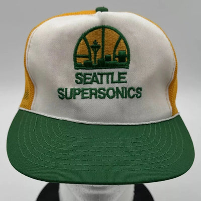 Vintage Corded Seattle Supersonics NBA Mesh Trucker Cap Hat Snap Back Sports Unlimited - Used