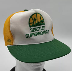 Vintage Corded Seattle Supersonics NBA Mesh Trucker Cap Hat Snap Back Sports Unlimited - Used