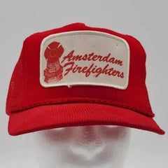 Amsterdam Firefighters Designer Award Headwear Red Corduroy Snap Back Hat - Used