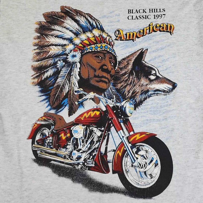 Vintage 1997 Gray American Black Hills Classic Sturgis 57th Rally Shirt - Large